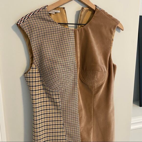 Stella McCartney Brown Plaid Velvet Bustier Mini Dress 42 Small - Picture 16 of 16